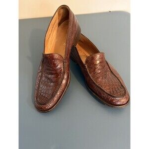 Gravati Made in Italy Brown Genuine Crocodile Alligator Shoes 10 Loafers